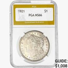 1921 Morgan Silver Dollar PGA MS66