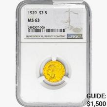 1929 $2.50 Gold Quarter Eagle NGC MS63