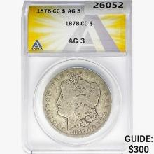 1878-CC Morgan Silver Dollar ANACS AG3