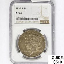 1934-S Silver Peace Dollar NGC XF45