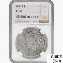 1934-S Silver Peace Dollar NGC XF45