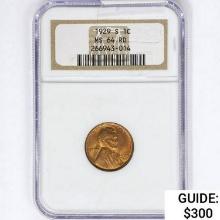 1929-S Wheat Cent NGC MS64 RD