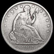 1867-S Seated Liberty Half Dollar CLOSELY UNCIRCUL