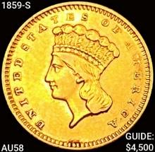 1859-S Rare Gold Dollar CHOICE AU