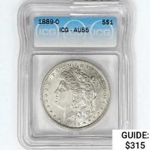 1889-O Morgan Silver Dollar ICG AU55