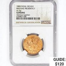 1808 India Madras Presidency 10Cash NGC Genuine