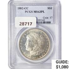 1882-CC Morgan Silver Dollar PCGS MS63 PL