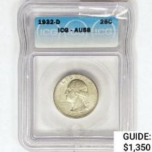 1932-D Washington Silver Quarter ICG AU58