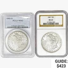 [2] Morgan Silver Dollars PCGS/NGC MS63 [1883-O, 1