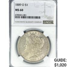 1889-O Morgan Silver Dollar NGC MS60