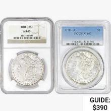 [2] Morgan Silver Dollars PCGS/NGC MS63 [1884-O, 1