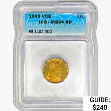 1909 VDB Wheat Cent ICG MS64 RD DDO