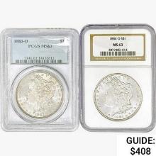 [2] Morgan Silver Dollars NGC/PCGS MS63 [1883-O, 1