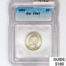 1950 Jefferson Nickel ICG PR67