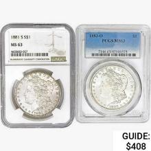 [2] Morgan Silver Dollars PCGS/NGC MS63 [1881-S, 1