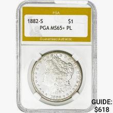 1882-S Morgan Silver Dollar PGA MS65+ PL