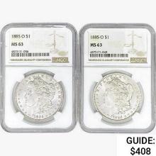 [2] 1885-O Morgan Silver Dollars PCGS/NGC MS63