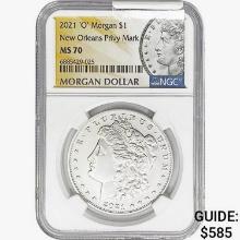 2021-O Morgan Silver Dollar NGC MS70 N.O. Privy Ma