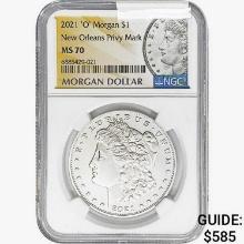 2021-O Morgan Silver Dollar NGC MS70 N.O. Privy Ma