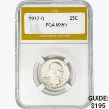 1937-D Washington Silver Quarter PGA MS65