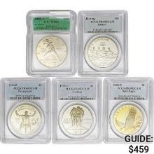 1992-2008 [5] Varied Silver Dollars ICG/PCGS MS/PR