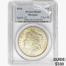 1921 Morgan Silver Dollar PCGS MS65