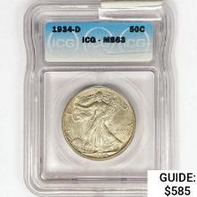 1934-D Walking Liberty Half Dollar ICG MS63