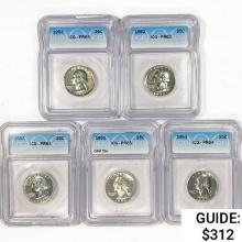 [5] Washington Silver Quarters ICG PR 1952-1956