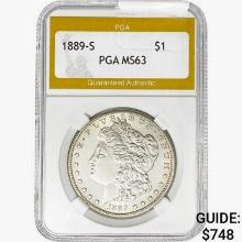 1889-S Morgan Silver Dollar PGA MS63