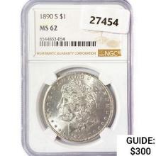 1890-S Morgan Silver Dollar NGC MS62