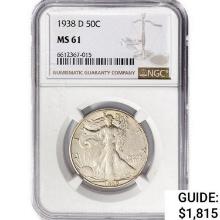 1938-D Walking Liberty Half Dollar NGC MS61