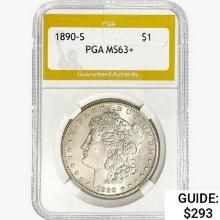 1890-S Morgan Silver Dollar PGA MS63+