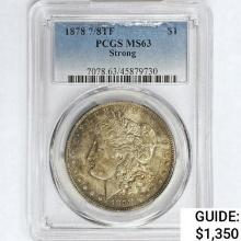 1878 7/8TF Morgan Silver Dollar PCGS MS63 Strong