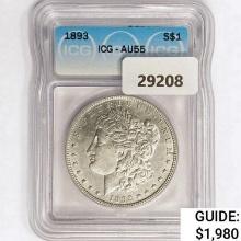 1893 Morgan Silver Dollar ICG AU55