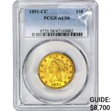 1891-CC $10 Gold Eagle PCGS AU58