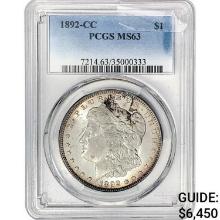 1892-CC Morgan Silver Dollar PCGS MS63