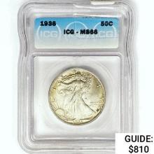 1936 Walking Liberty Half Dollar ICG MS66