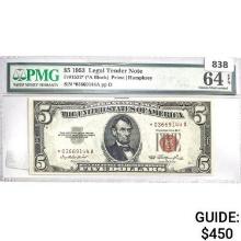 1953 $5 Star Legal Tender Note PMG Ch UNC 64