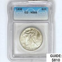 1936 Walking Liberty Half Dollar ICG MS66