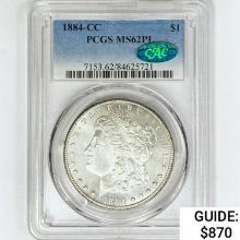 1884-CC CAC Morgan Silver Dollar PCGS MS62 PL