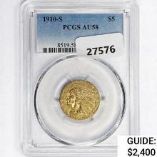 1910-S $5 Gold Half Eagle PCGS AU58