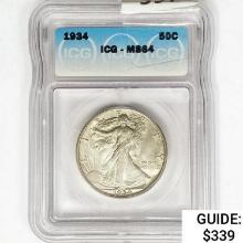 1934 Walking Liberty Half Dollar ICG MS64