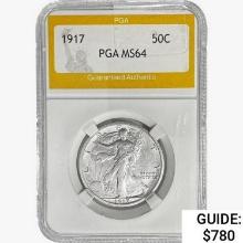 1917 Walking Liberty Half Dollar PGA MS64