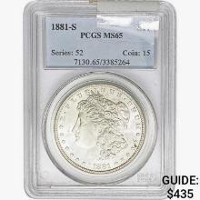 1881-S Morgan Silver Dollar PCGS MS65