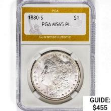 1880-S Morgan Silver Dollar PGA MS65 PL