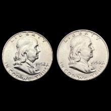 1950-D, 1952-D Franklin Half Dollar Set [2 Coins] UNCIRCULATED