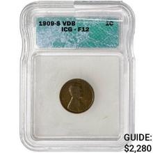 1909-S VDB Wheat Cent ICG F12