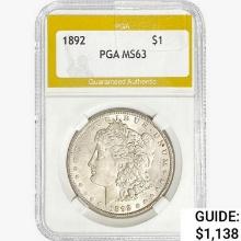 1892 Morgan Silver Dollar PGA MS63