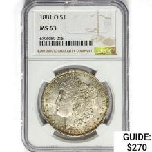 1881-O Morgan Silver Dollar NGC MS63