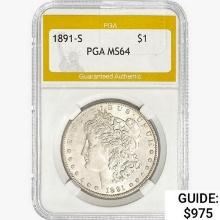 1891-S Morgan Silver Dollar PGA MS64